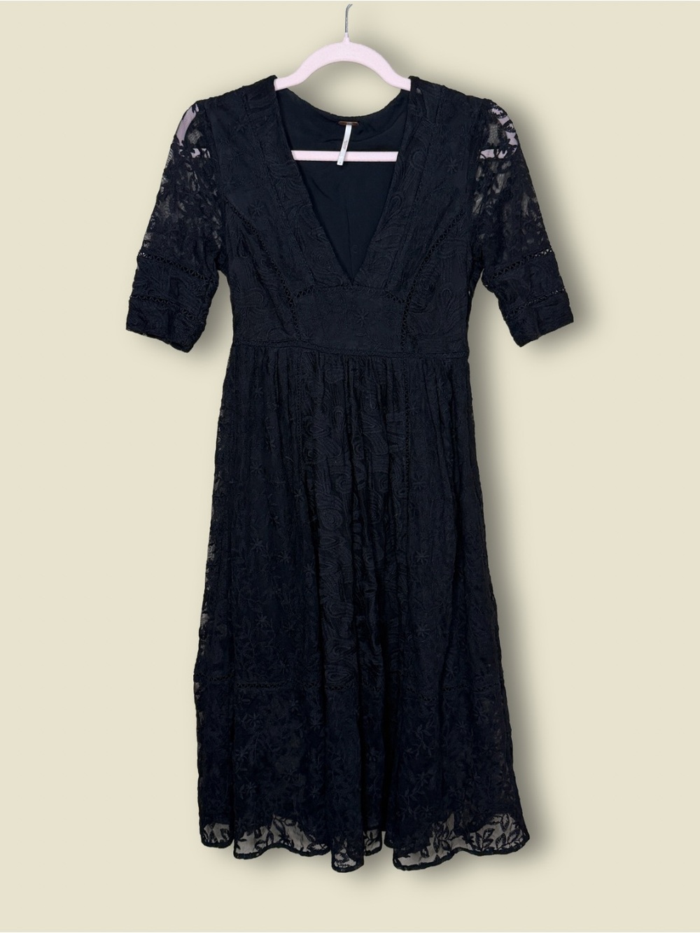Free People Mountain Laurel Lace Crochet Midi Dress - Black Size 2